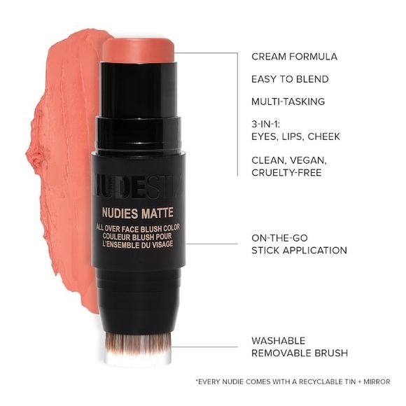 NUDESTIX
Nudies Cream Blush (Color: Nude Peach - soft peachy coral – blush) 7g - Picture 5 of 7